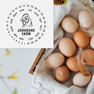 Fresh Farm Eggs Carton Date Wheel Rubber Stamp