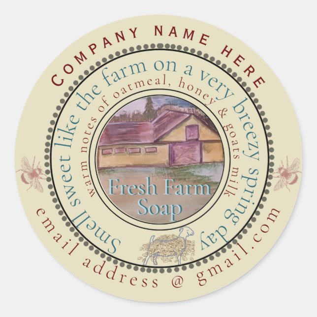 fresh farm soap customise classic round sticker (Front)