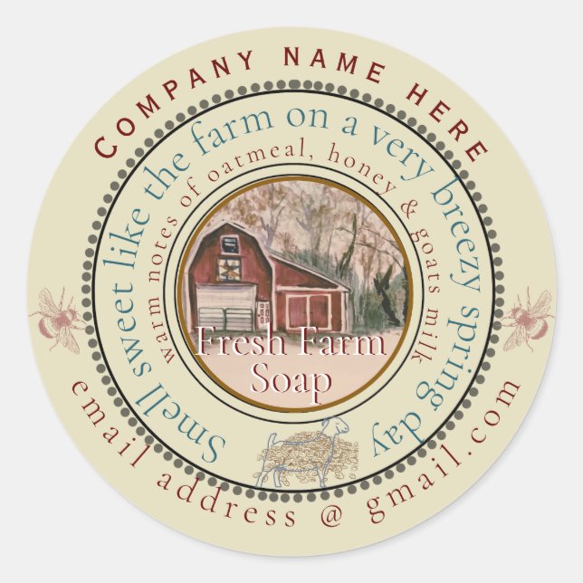 fresh farm soap customise classic round sticker (Front)