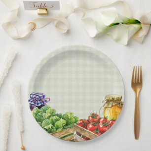 Fresh Farmers Market Locally Grown Baby Shower Paper Plate