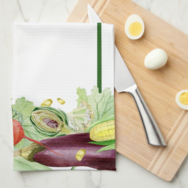Fresh Farmer's Market Veggies Tea Towel (Quarter Fold)