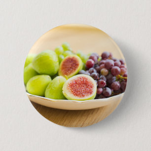 Fresh figs and grape 6 cm round badge
