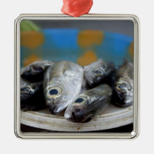 Fresh fish on fish market Mercado de Peixe), Metal Ornament