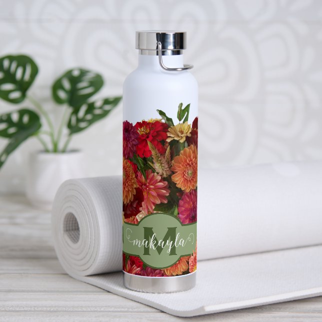 Fresh Floral Personalised Water Bottle (Yoga)