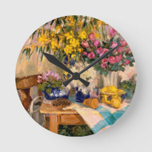 Fresh Flowers II Round Clock