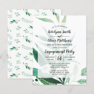 Fresh Foliage Botanical Framed Engagement Party Invitation