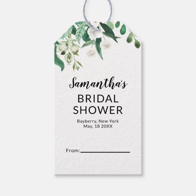 Fresh Foliage Botanical Mint Display Bridal Shower Gift Tags (Front)