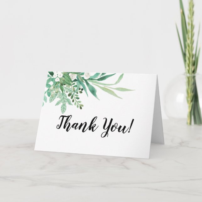 Fresh Foliage Custom Wedding Photo Thank You Card (Front)