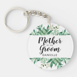 Fresh Foliage Mother of the Groom Monogrammed Key Ring