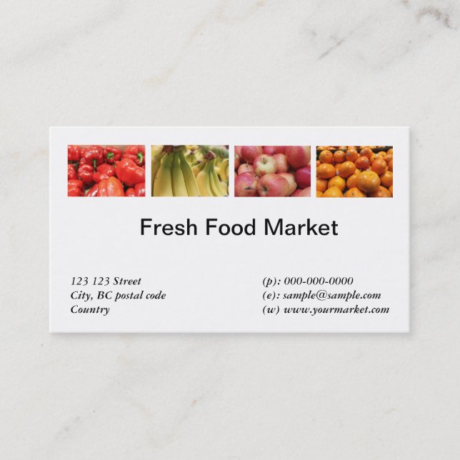Fresh food, fruits, vegetable market business card (Front)
