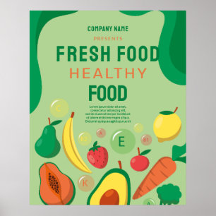 Fresh Food , Healthy Food Catering Restaurant Menu Poster