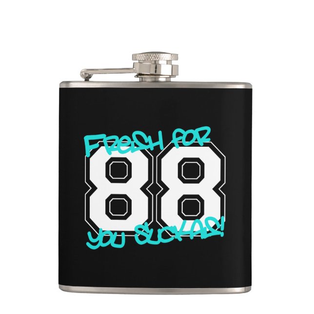 Fresh for '88 hip flask (Front)