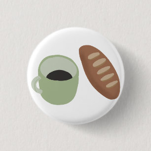 Fresh French Baguette And Coffee Cup Gift 3 Cm Round Badge