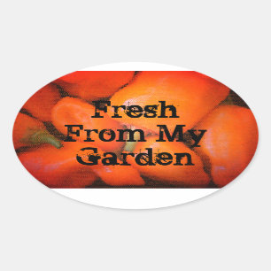 Fresh From Garden Mosaic Orange Chilli Peppers Oval Sticker