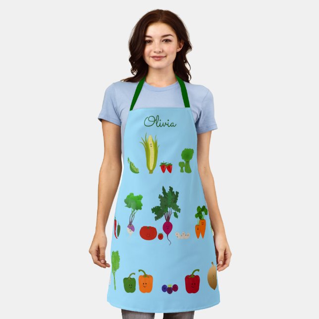 Fresh Fruit And Veggies Personalized Apron (Worn)