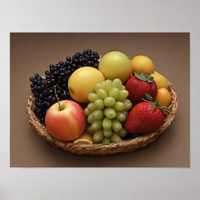 Fresh Fruit Basket Colorful Healthy Food Photo Poster (Front)