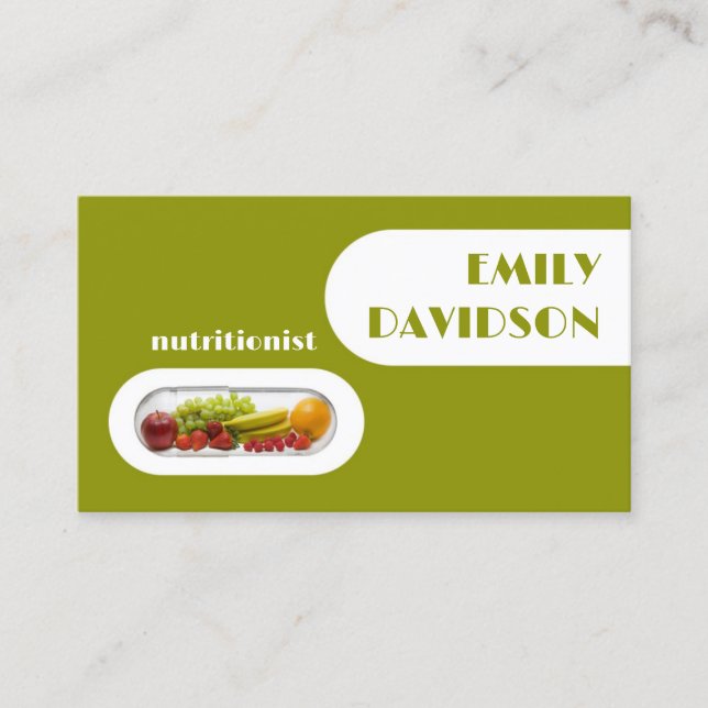 Fresh Fruit Capsule Nutritionist Green Yellow Card (Front)