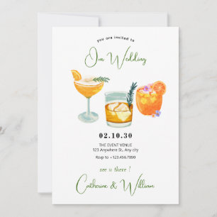 Fresh fruit orange juice drinks wedding invitation