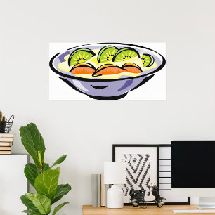 Fresh Fruit Salad Bowl with Kiwi and Orange Poster