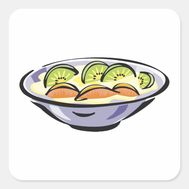 Fresh Fruit Salad Bowl with Kiwi and Orange Square Sticker (Front)