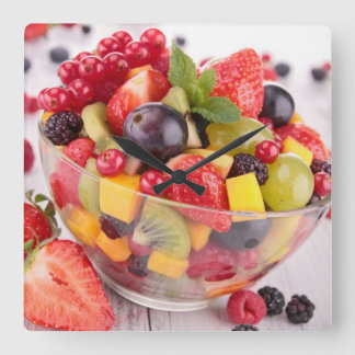 Fresh fruit salad square wall clock