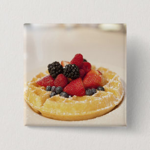 Fresh fruit waffle 15 cm square badge