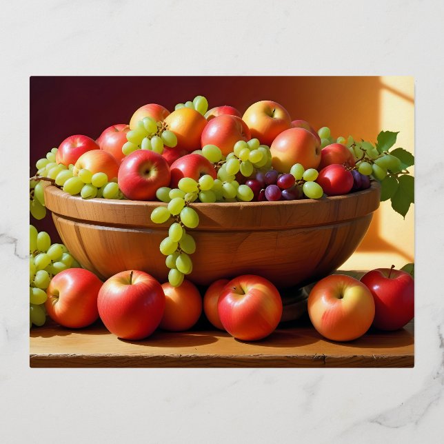 Fresh Fruits Assortment Healthy Colourful Food Foil Holiday Postcard (Front)