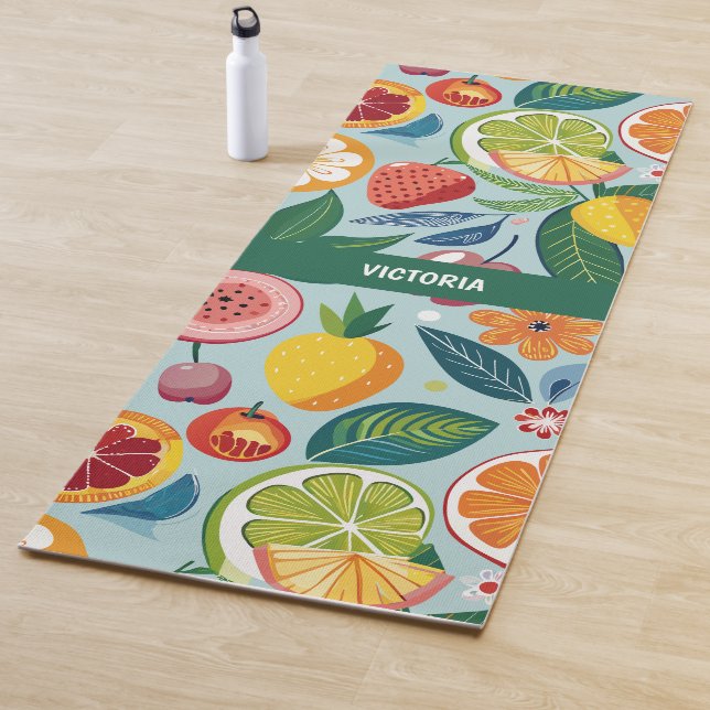 Fresh Fruits Floral Custom Pattern Yoga Mat (In Situ)