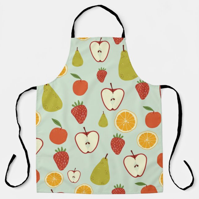 Fresh fruits in a seamless repeating pattern apron (Front)