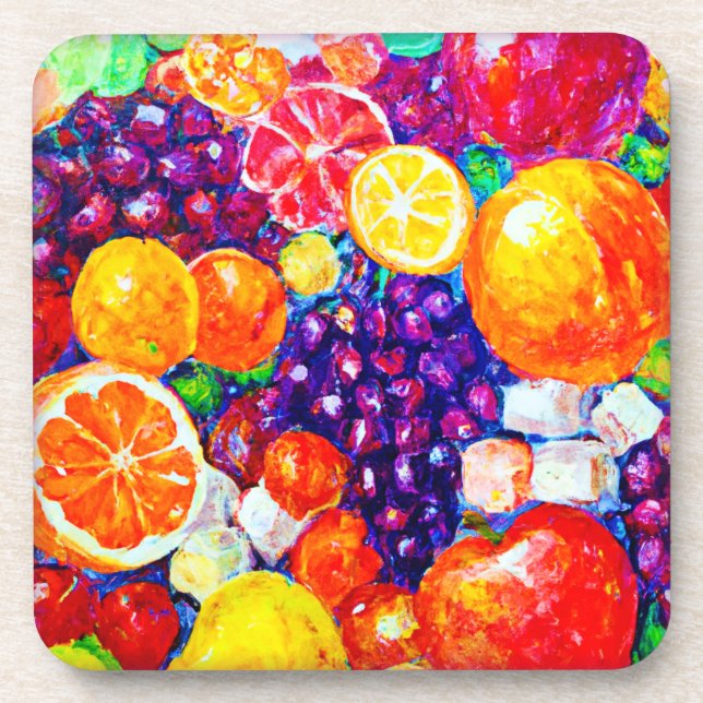 "Fresh Fruits Pattern" Cute Art. Buy Now  Coaster (Front)