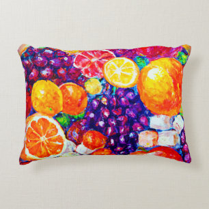 "Fresh Fruits Pattern" Cute Art. Buy Now Decorative Cushion