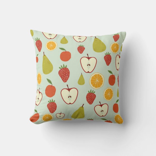 Fresh Fruits: Vibrant Seamless Pattern Cushion (Front)