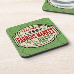 Fresh Garden ADD NAME Locally Grown Farmers Market Coaster