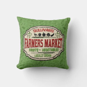Fresh Garden ADD NAME Locally Grown Farmers Market Cushion