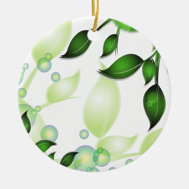 Fresh Garden Leaves on White Ceramic Tree Decoration (Front)