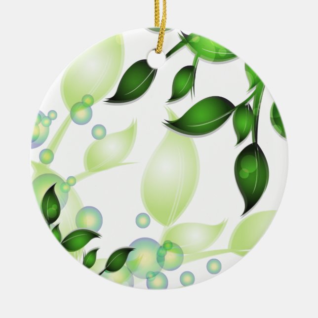 Fresh Garden Leaves on White Ceramic Tree Decoration (Front)