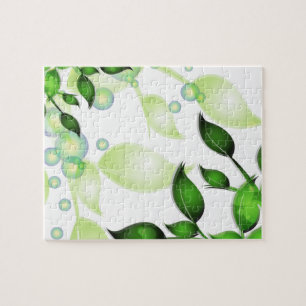 Fresh Garden Leaves on White Jigsaw Puzzle