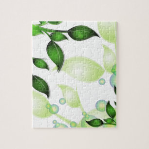 Fresh Garden Leaves on White Jigsaw Puzzle