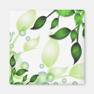 Fresh Garden Leaves on White Magnet