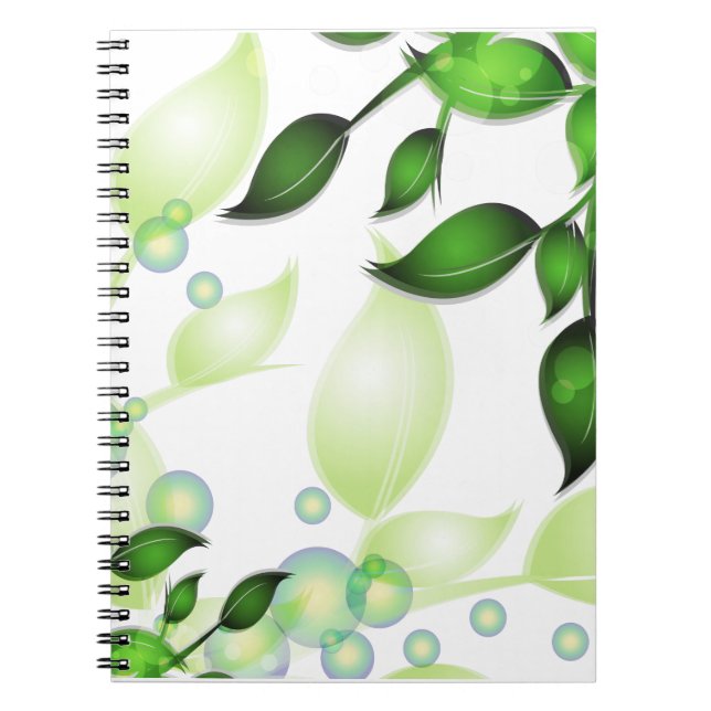 Fresh Garden Leaves on White Notebook (Front)