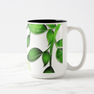 Fresh Garden Leaves on White Two-Tone Coffee Mug