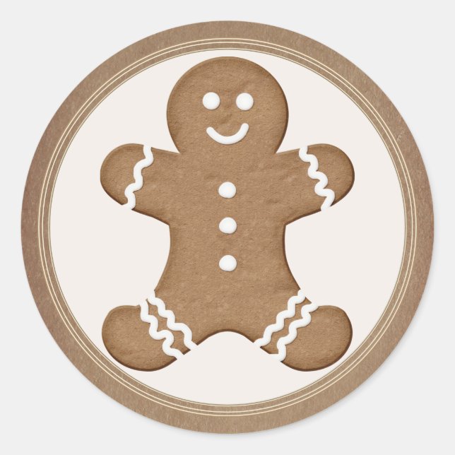 Fresh Gingerbread Man Cookie Kraft Envelope Seal (Front)