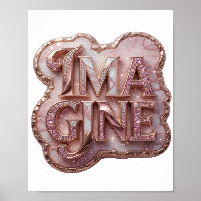 Fresh Gold IMAGINE 3D Text Art Poster (Front)