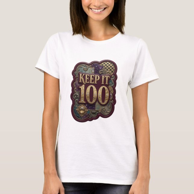 Fresh Gold KEEP IT 100 Slogan Tee (Front)