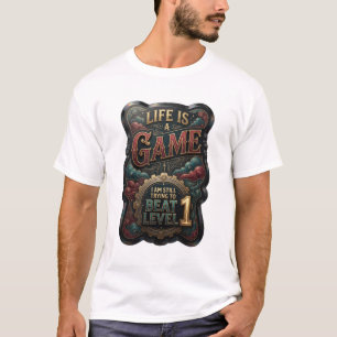 Fresh Gold LIFE IS A GAME 3D Text Art T-Shirt