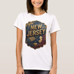 Fresh Gold NEW JERSEY 3D Text Art T-Shirt