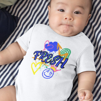 Fresh Graffiti with Rainbow and Hearts Baby Bodysuit