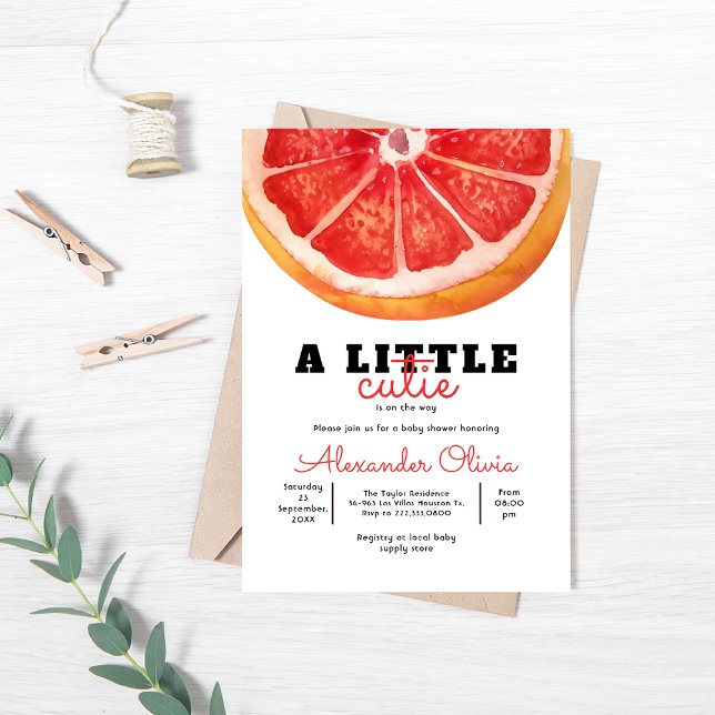 Fresh Grapefruit Watercolor Citrus Baby Shower Invitation (Creator Uploaded)