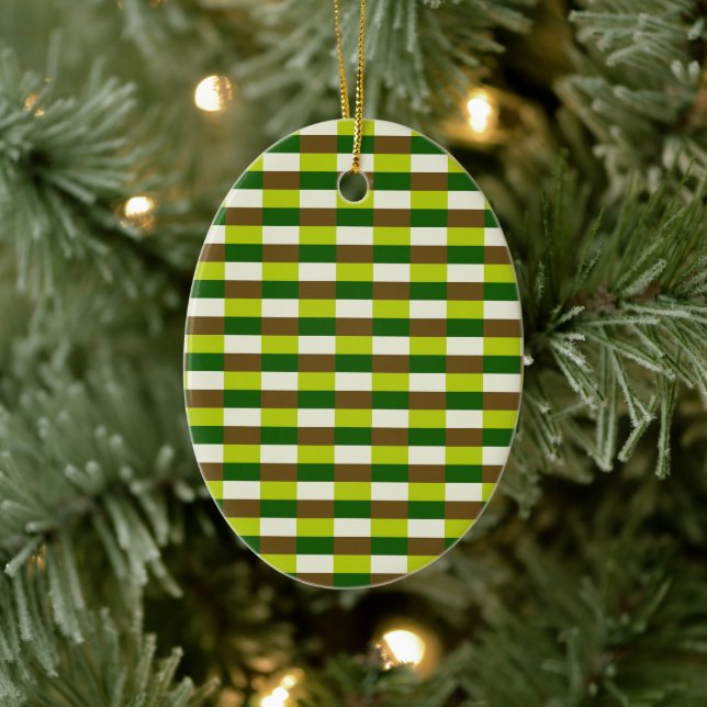 Fresh Grass Color Scheme in Blocks Ceramic Ornament (Tree)