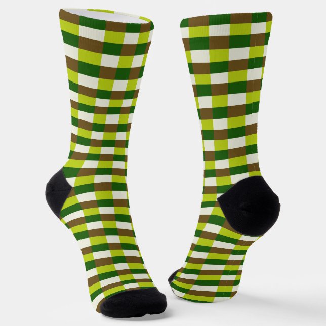 Fresh Grass Color Scheme in Blocks Socks (Angled)